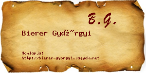 Bierer Györgyi névjegykártya